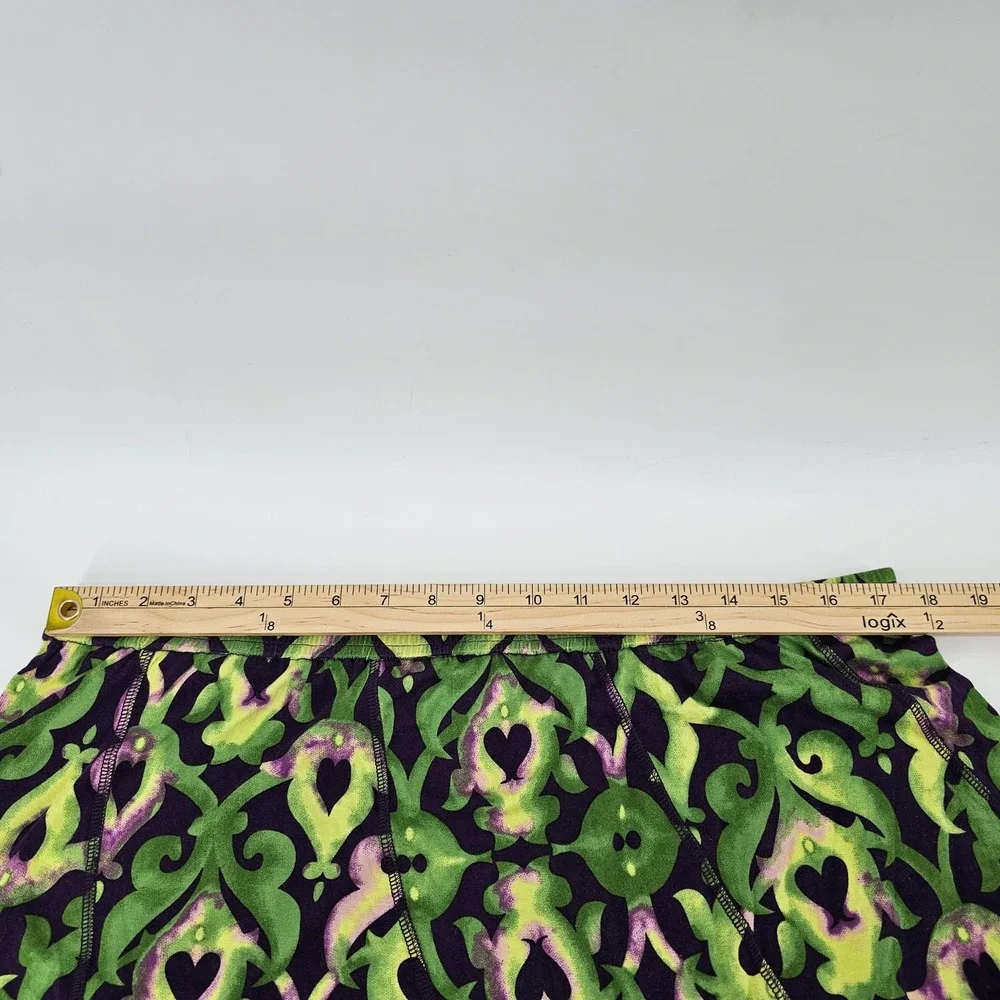 Soft Surroundings Maxi Skirt Women XL Green Purple Damask Scroll Stretch 25919